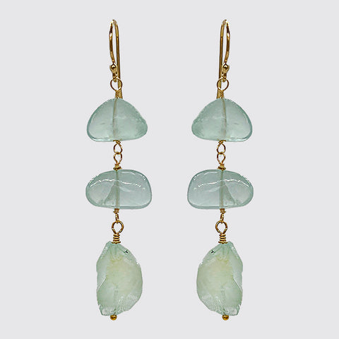 Organic Shaped Aquamarine Earrings