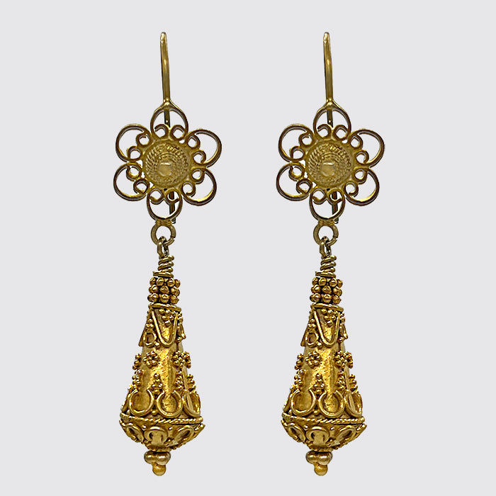 Vermeil Flower Drop Dangle Earrings