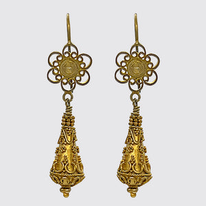 Vermeil Flower Drop Dangle Earrings