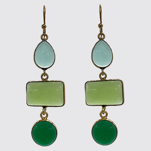 Chalcedony, Calcite & Green Onyx Earrings