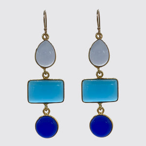 Chalcedony, Blue Topaz & Lapis Earrings