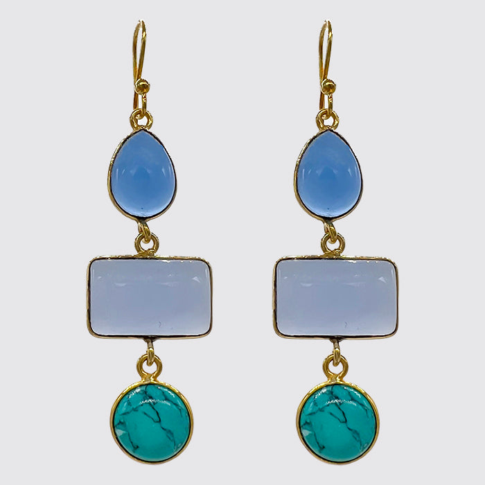 Blue Chalcedony & Turquoise Earrings