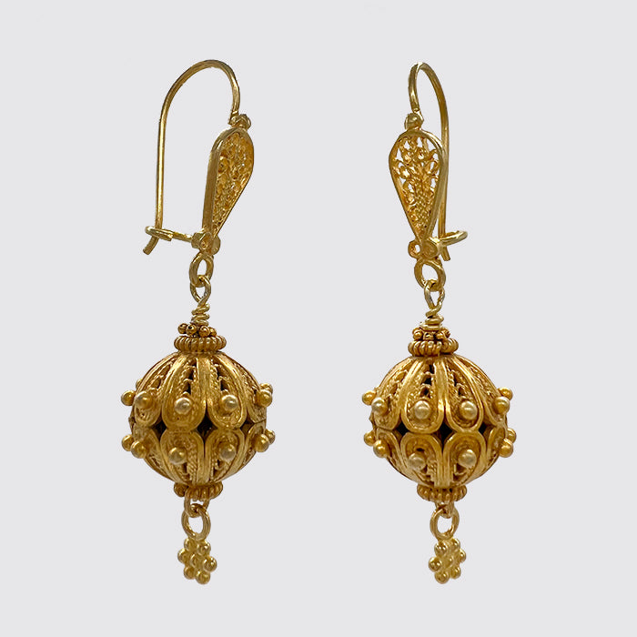 Dangle Earring: Handmade Vermeil Beads and Ear Top