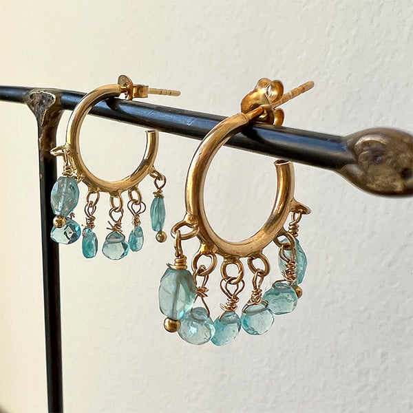 Baby Hoop Earring with Apatite Drops