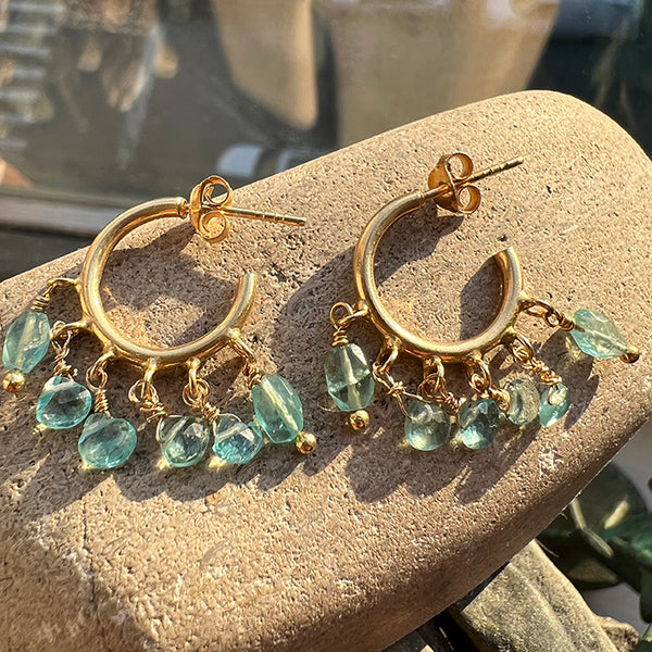 Baby Hoop Earring with Apatite Drops