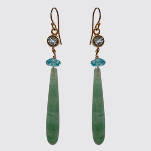 Blue Topaz, Apatite and Long Green Agate Tear Drop