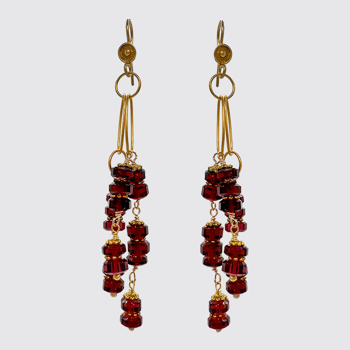 Long Multi-strand Garnet Earring