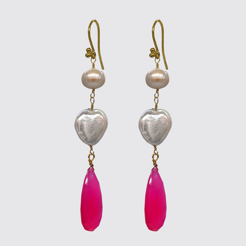 Freshwater Pearl With A Hot Pink Faceted Drop