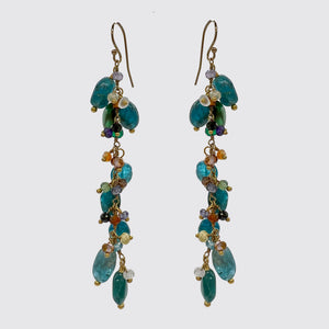 Long Dangle Apatite, Tourmaline Earring