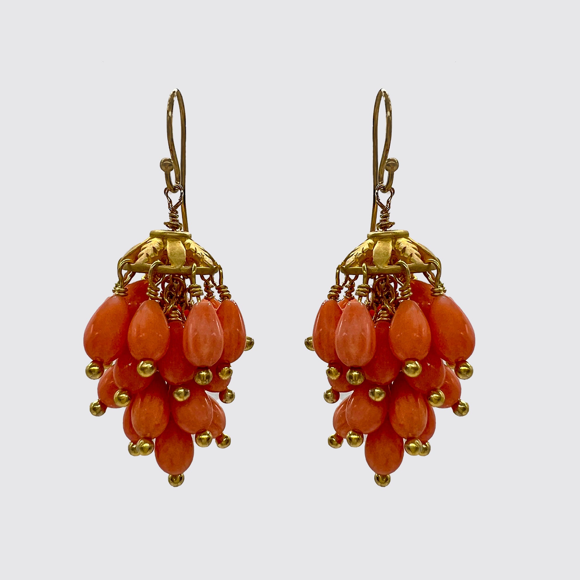 Small Coral Cluster Earrings