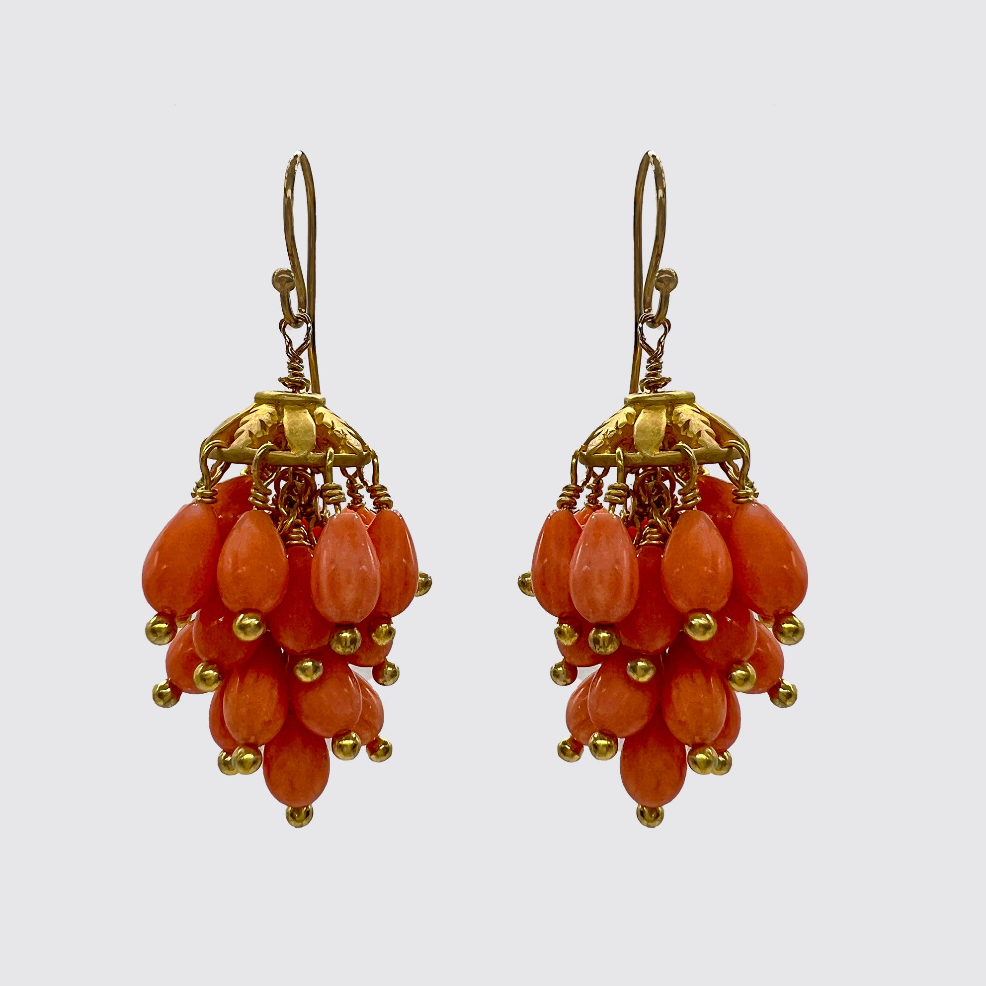 Small Coral Cluster Earrings