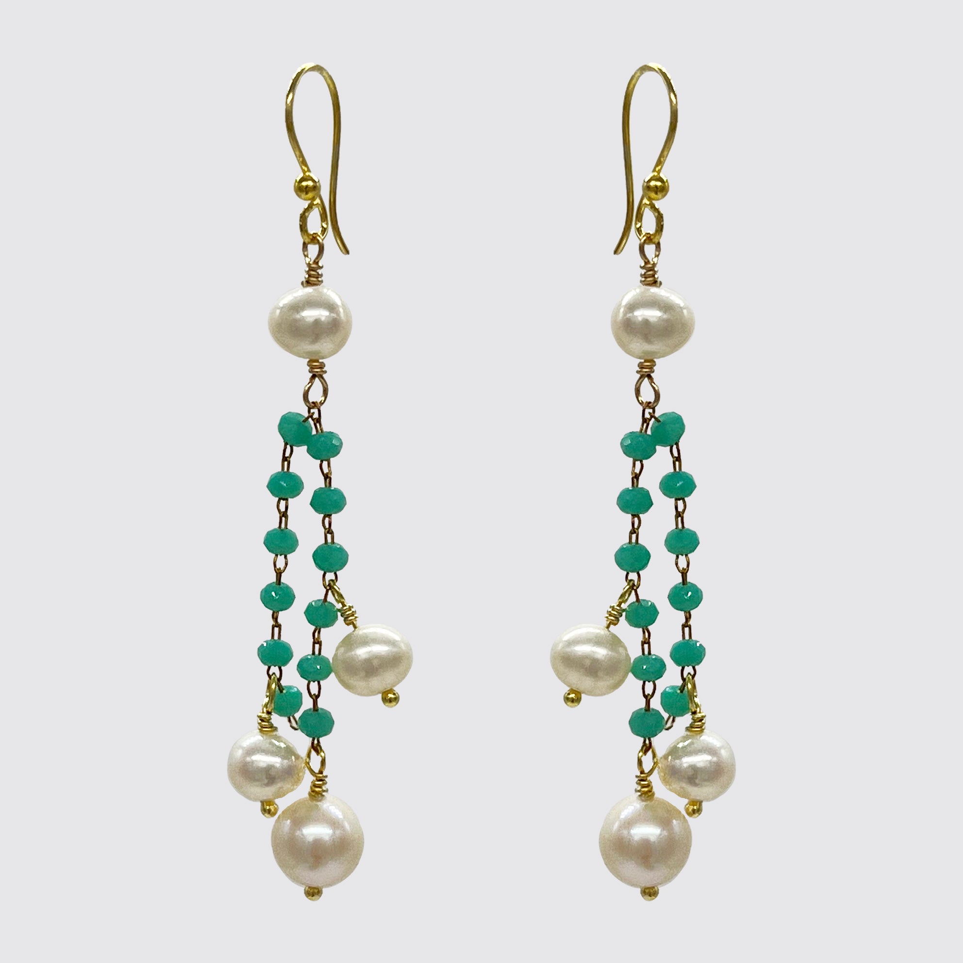 Freshwater Pearl, Chalcedony Dangle Earring
