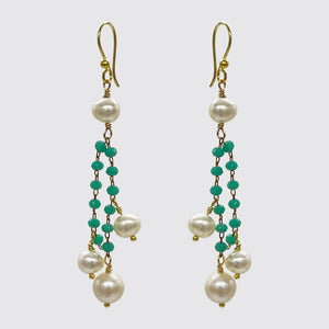 Freshwater Pearl, Chalcedony Dangle Earring