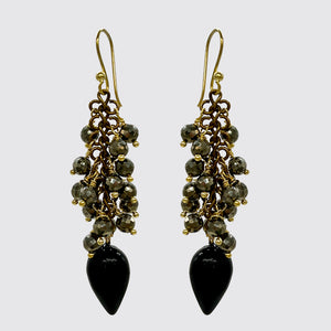 Faceted Hematite Cluster/Black Onyx Tear Drop