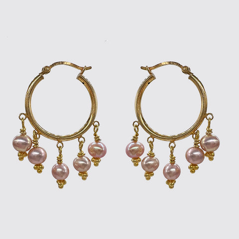 Hoops with Hanging Fresh Water Pearls