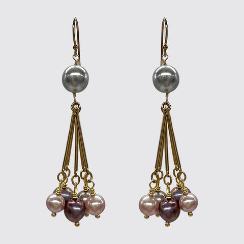 Mixed color Freshwater Pearl Drop Dangle Earring