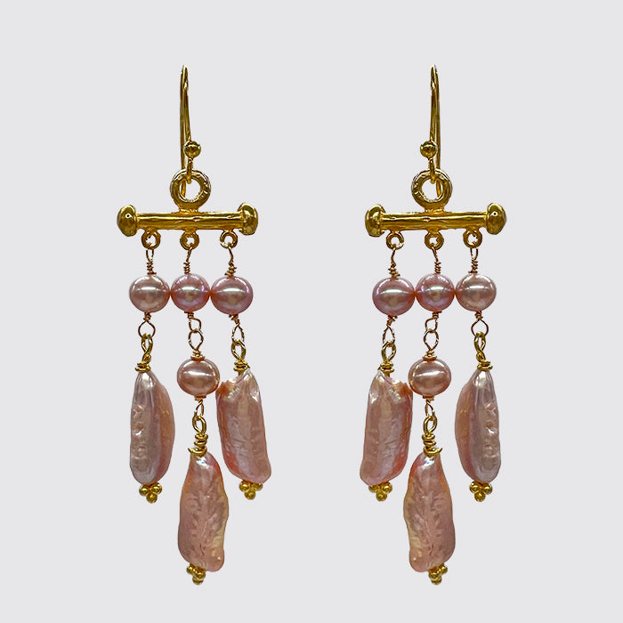 Light Pink Freshwater Pearl Dangle Earrings