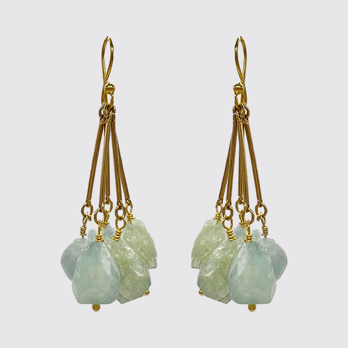 Aquamarine Gold Bar Earring