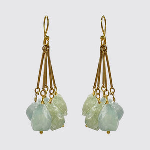 Aquamarine Gold Bar Earring