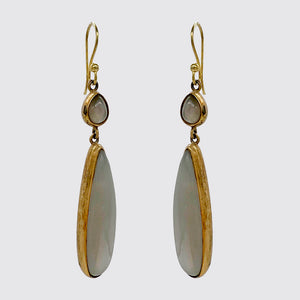 Grey Moonstone Double Drop Earring