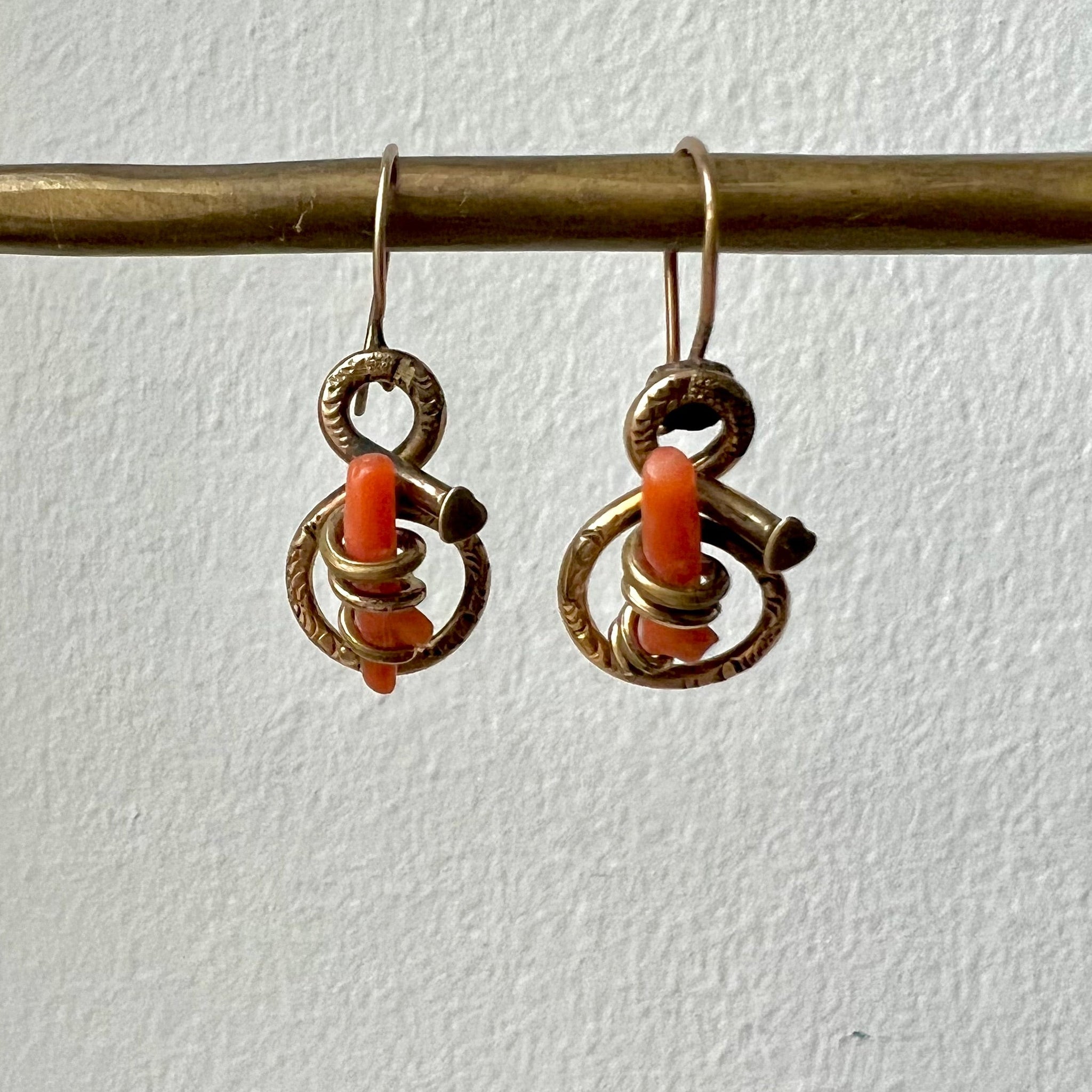 Victorian Coral Knot Earrings