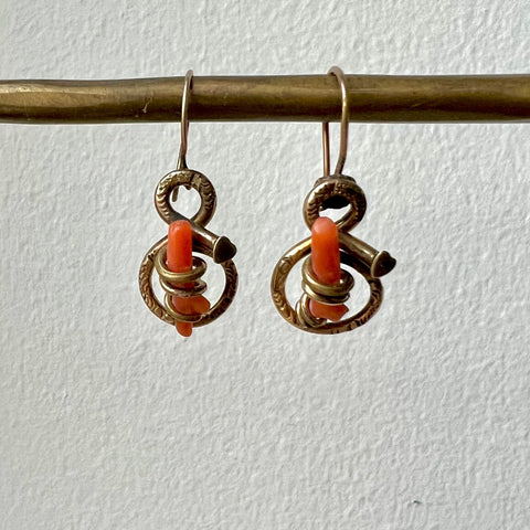 Victorian Coral Knot Earrings