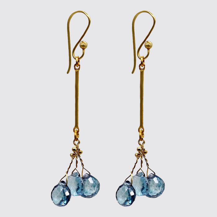 Faceted Blue Topaz Briolette On Bar