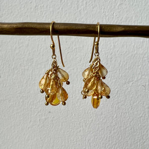 Baby Cluster Earrings/ Citrine