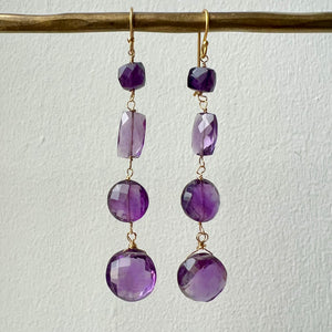 Earrings: Faceted Amethyst Long dangle