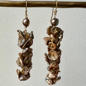 Dangle Cluster Earring With Brown Freshwater Pearls