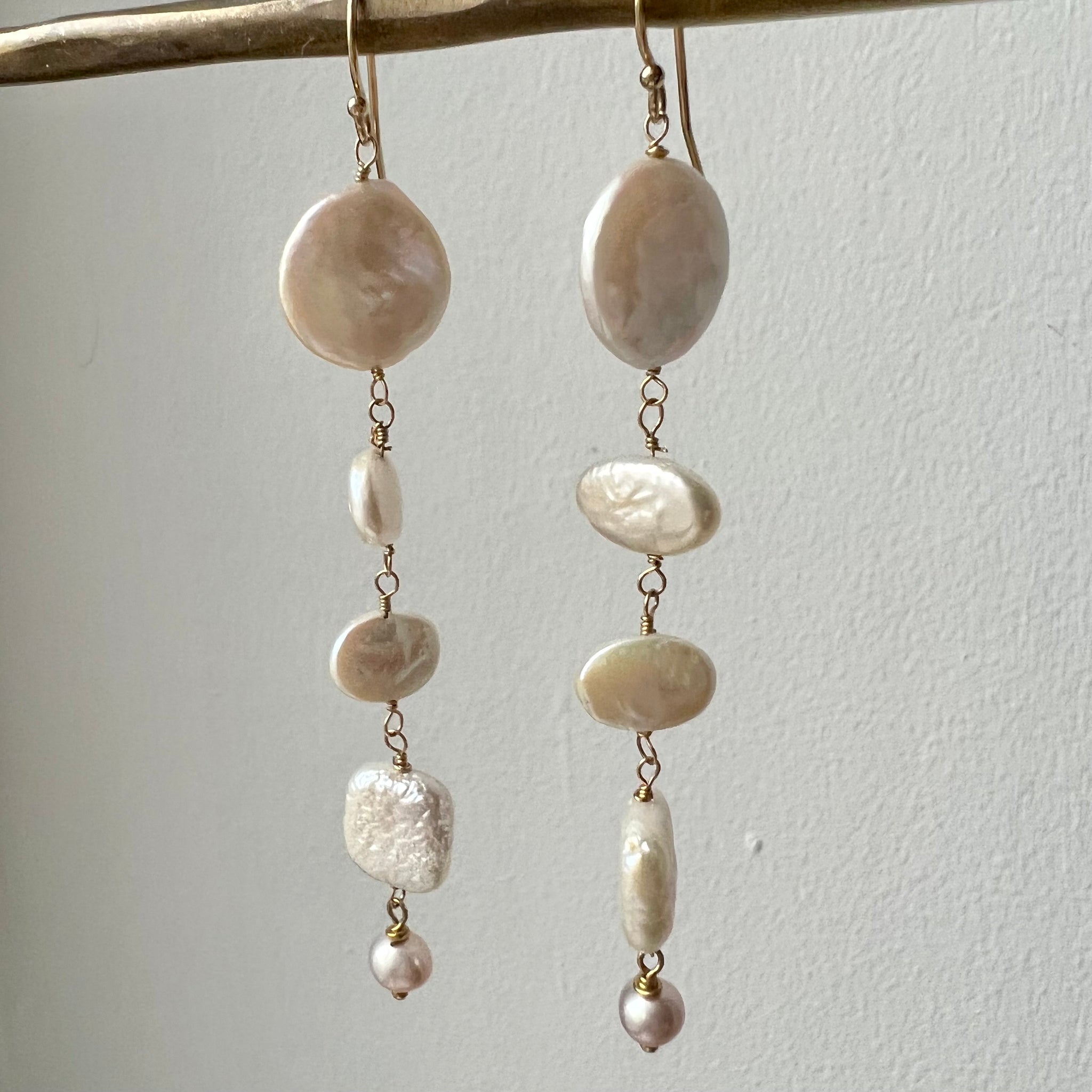 Long Dangle White Freshwater Pearl Earring