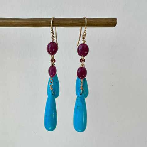 Ruby Turquoise Dangle Earrings