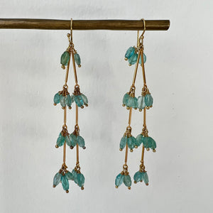 Long Apatite Double Chain Earrings