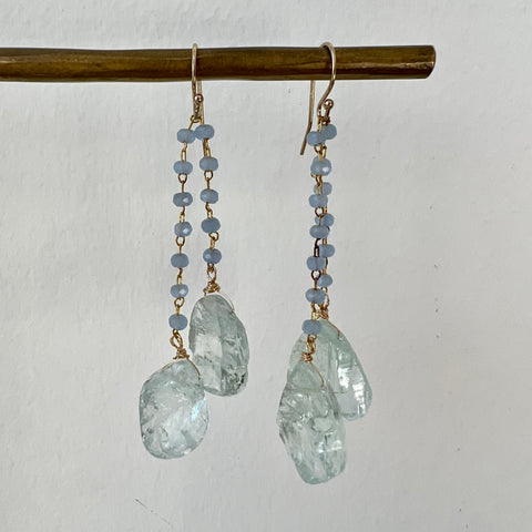 Aquamarine Chalcedony Dangle Earrings