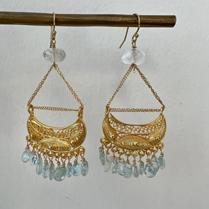 Filigree Aquamarine Statement Earrings