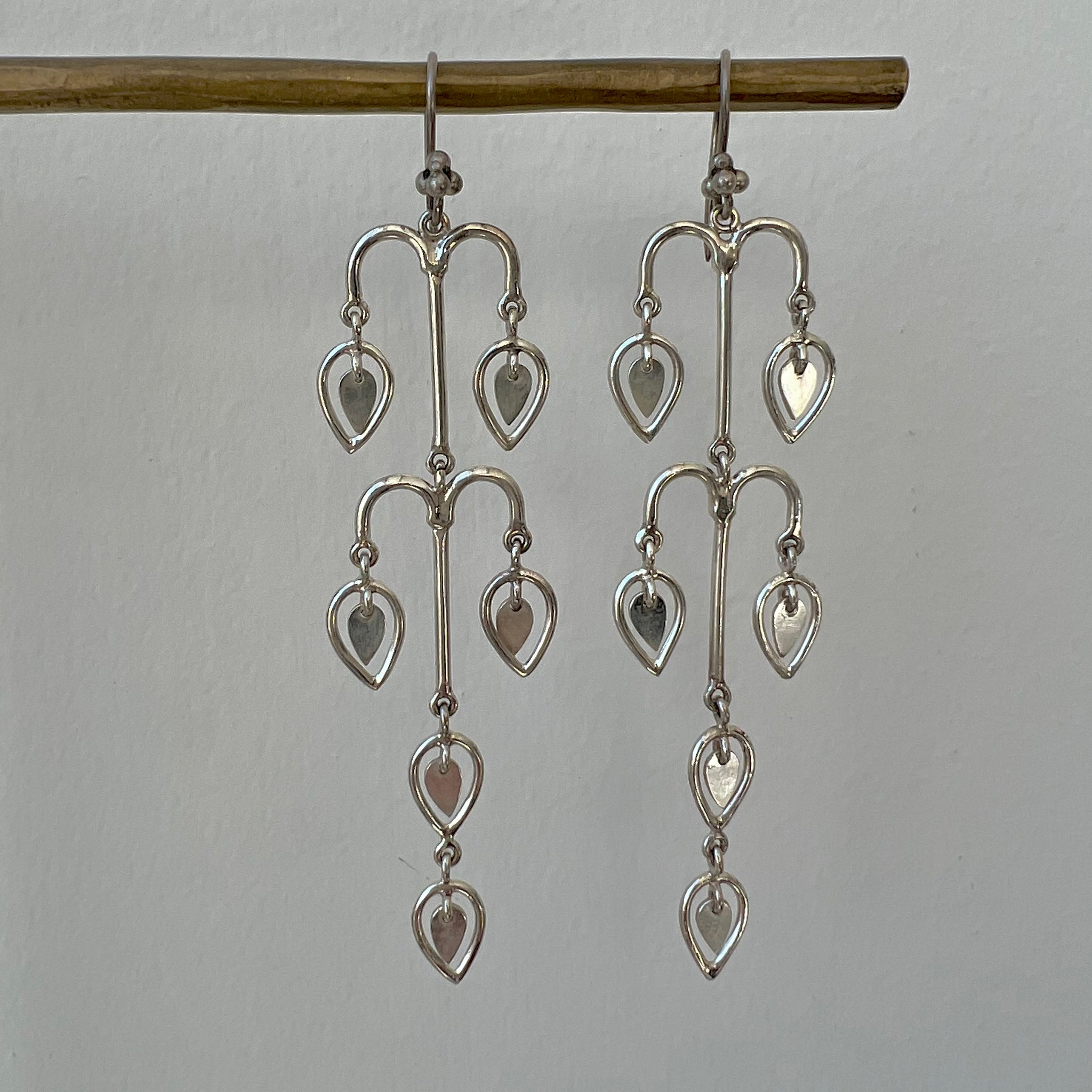 Long Sterling Silver Earrings Handmade in Nepal