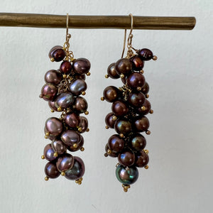 Long Pearl Cluster Earrings