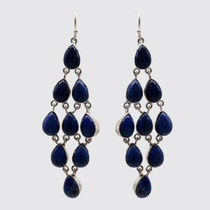 Long Diamond Shape Lapis Earrings