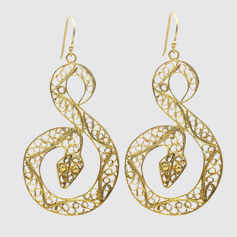 Large Filigree Snake Earrings