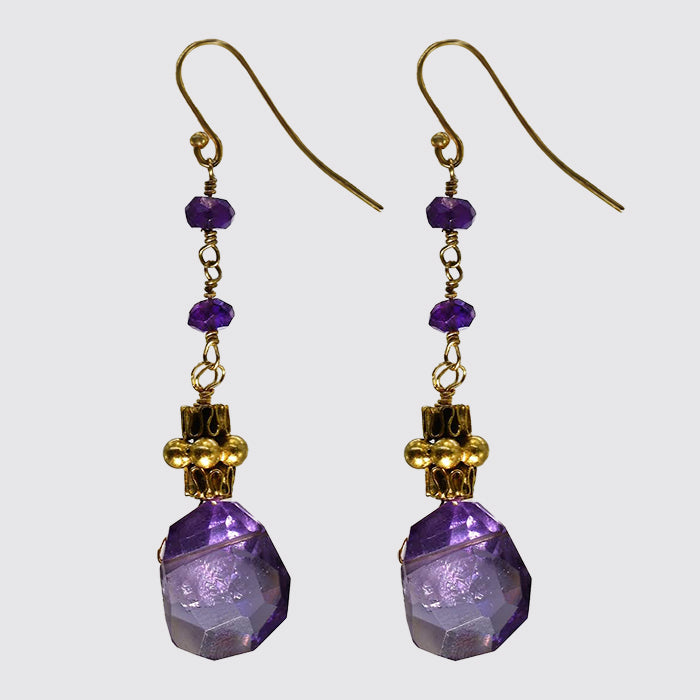 Irregular Cut Amethyst Drop Earrings