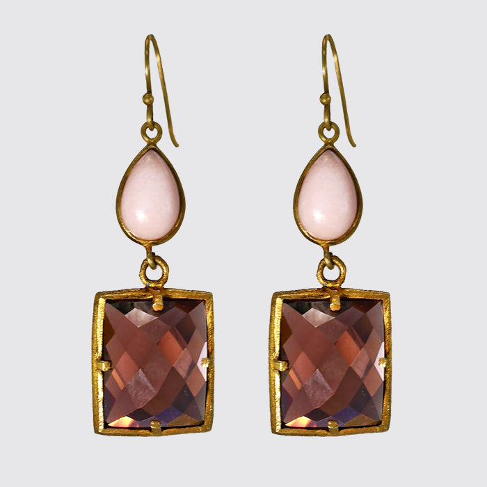 Pink Opal & Faceted Rouge CZ Drop