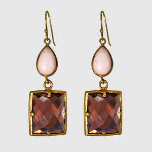 Pink Opal & Faceted Rouge CZ Drop