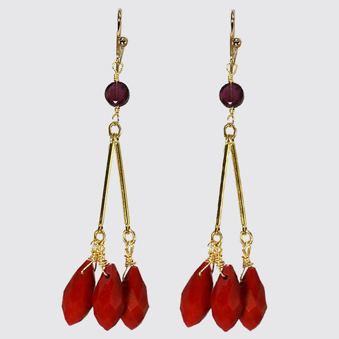 Red Faceted Cluster Dangle