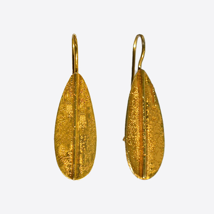 Vermeil Oval Leaf Earrings