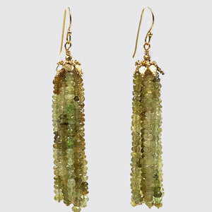 Green Garnet Tassel Earrings