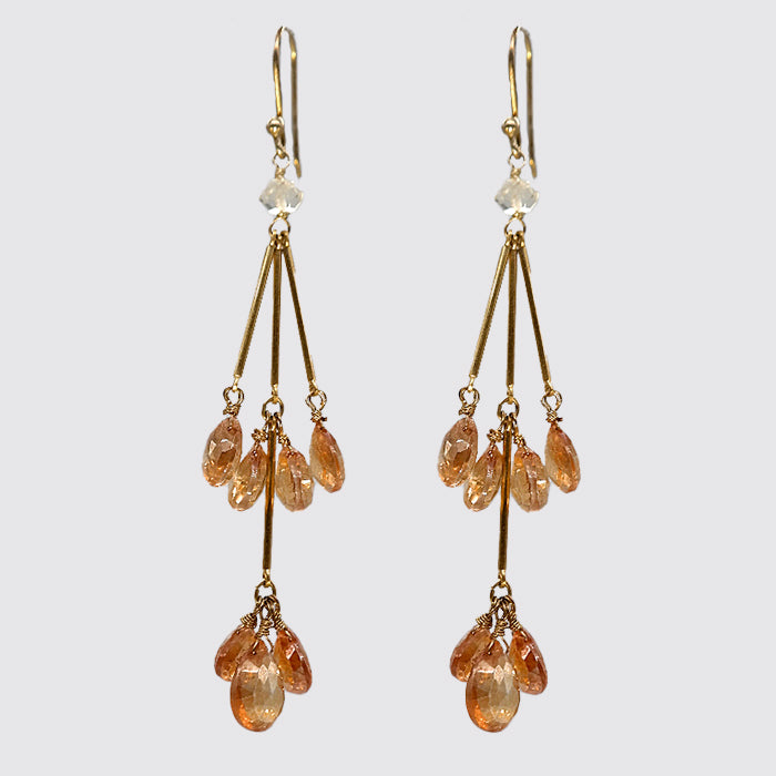 Orange CZ Dangling Earring