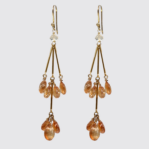 Orange CZ Dangling Earring