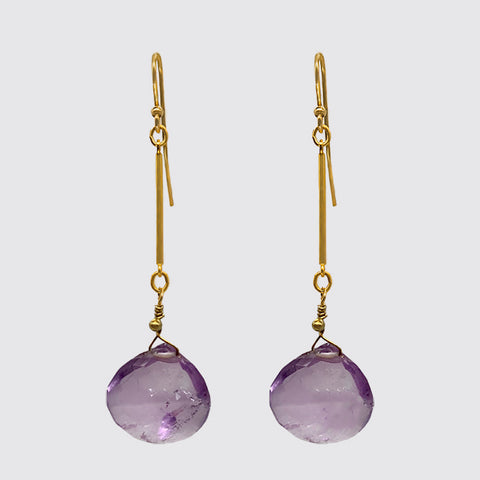 Earring, Amethyst Briollete