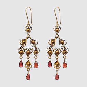 Filigree Earrings With Garnet Briolette