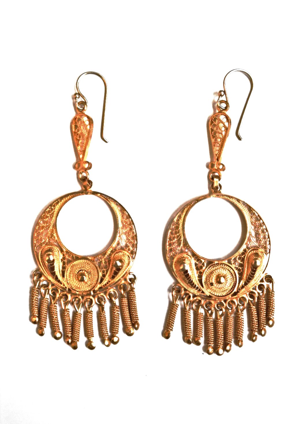 Long Gold Filigree Earrings